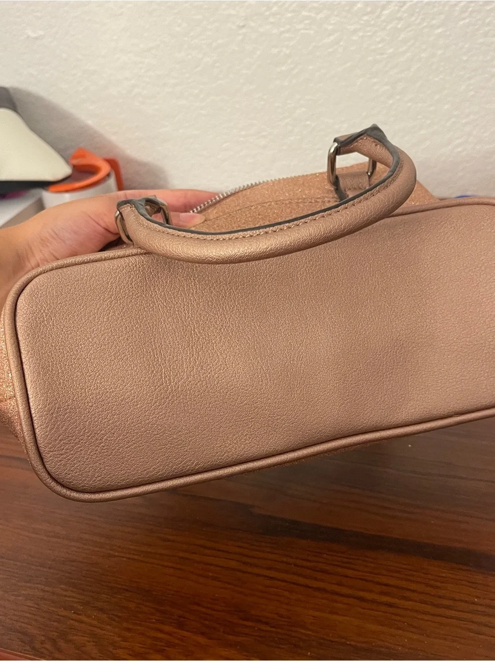 Liz Claiborne Rose Gold Glitter Satchel Handbag